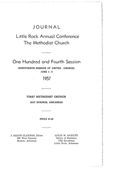 JOURNAL Little Rock Annual Conference the Methodist Church