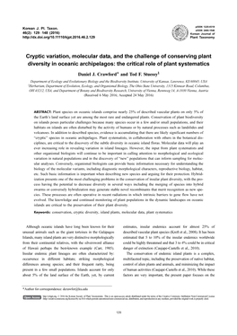 The Critical Role of Plant Systematics Daniel J