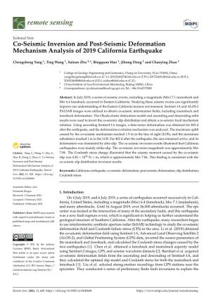 Co-Seismic Inversion and Post-Seismic Deformation Mechanism Analysis of 2019 California Earthquake