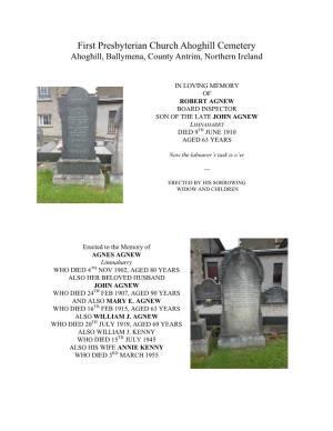 Ahoghill Cemetery Ahoghill, Ballymena, County Antrim, Northern Ireland