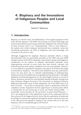 4. Biopiracy and the Innovations of Indigenous Peoples and Local Communities