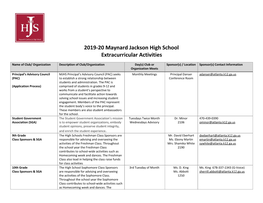 MJHS 2019-20 Clubs