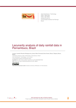 Lacunarity Analysis of Daily Rainfall Data in Pernambuco, Brazil