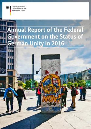 Annual Report of the Federal Government on the Status of German Unity in 2016 Imprint