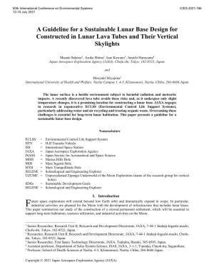 A Guideline for a Sustainable Lunar Base Design for Constructed in Lunar Lava Tubes and Their Vertical Skylights