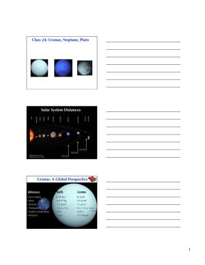 Class 24: Uranus, Neptune, Pluto Solar System Distances Uranus: A