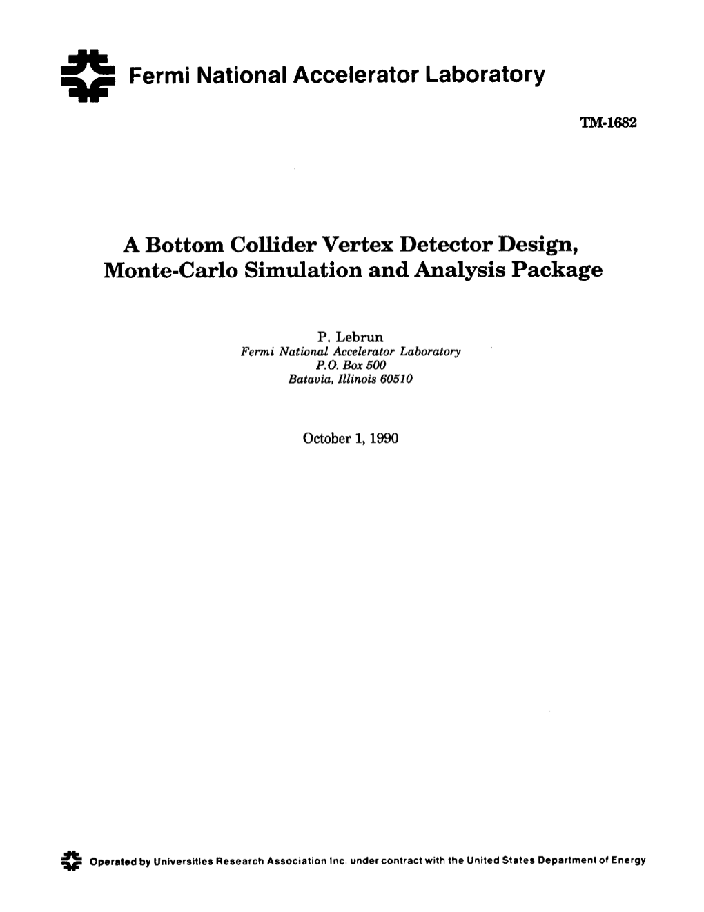 A Bottom Collider Vertex Detector Design, Monte-Carlo Simulation and Analysis Package