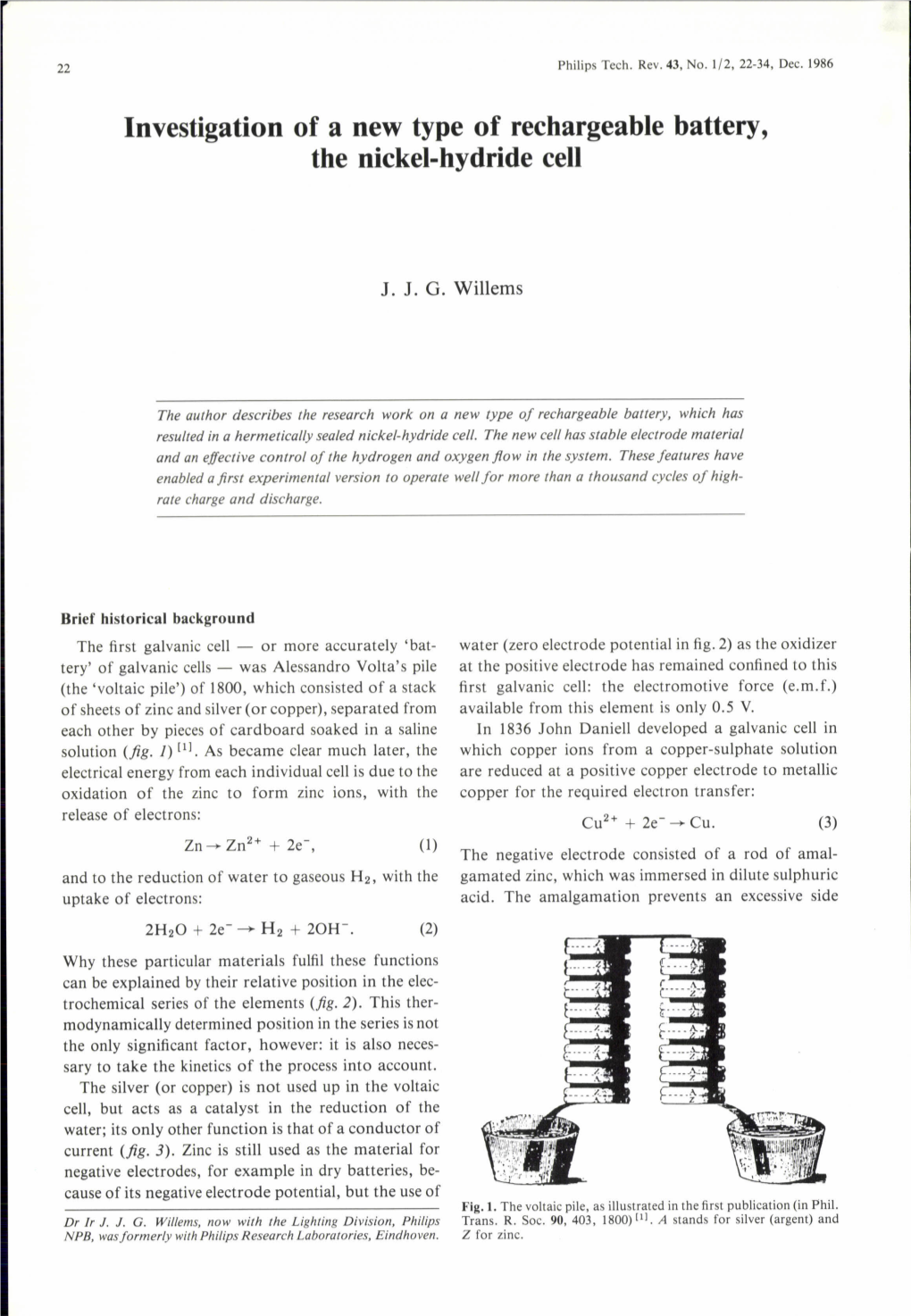 Investigation of a New Type of Rechargeable Battery, the Nickel-Hydride Cell