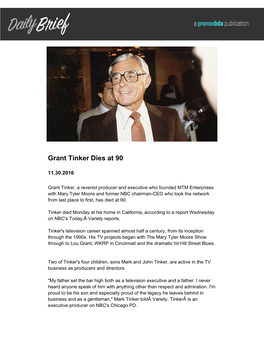 Grant Tinker Dies at 90