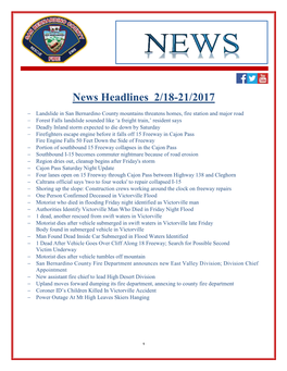 News Headlines 2/18-21/2017