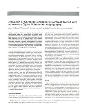 Evaluation of Cerebral Hemispheric Contrast Transit with Intravenous Digital Subtraction Angiography