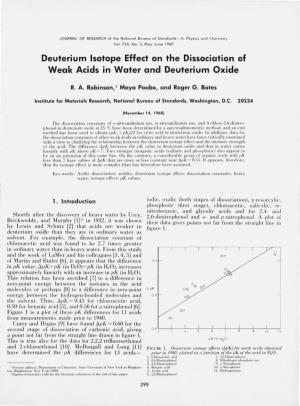 Deuterium Isotope Effect on the Dissociation of Weak Acids in Water