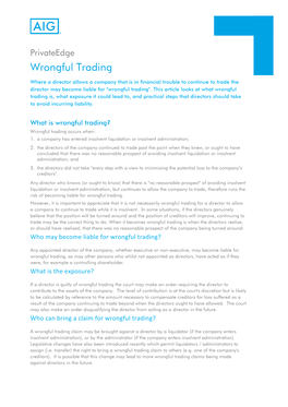 D&O Wrongful Trading