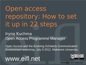 Open Access Repository: How to Set It up in 22 Steps