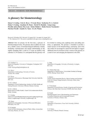 A Glossary for Biometeorology
