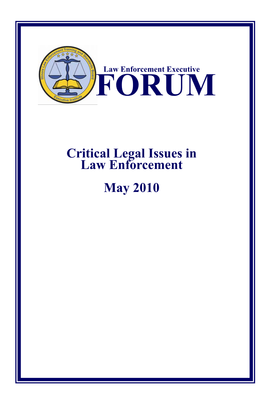 Critical Legal Issues in Law Enforcement May 2010