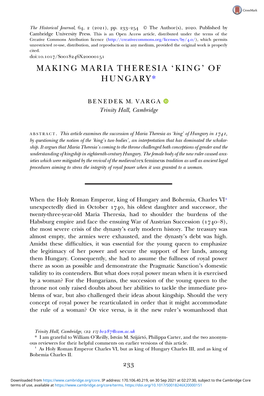 Making Maria Theresia 'King' of Hungary*