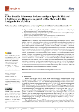 K-Ras Peptide Mimotope Induces Antigen Specific Th1 and B-Cell Immune Responses Against G12A-Mutated K-Ras Antigen in Balb/C