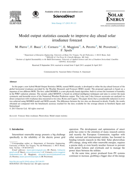 Model Output Statistics Cascade to Improve Day Ahead Solar Irradiance Forecast