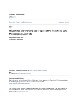 Households and Changing Use of Space at the Transitional Early Mississippian Austin Site