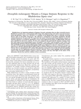 Drosophila Melanogaster Mounts a Unique Immune Response to the Rhabdovirus Sigma Virusᰔ C