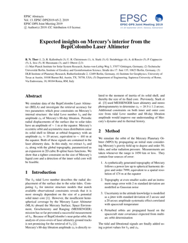 Expected Insights on Mercury's Interior from the Bepicolombo Laser
