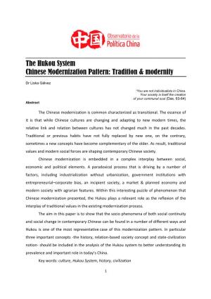 The Hukou System Chinese Modernization Pattern: Tradition & Modernity