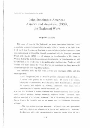John Steinbeck's America : America and a Mericans (1966), the Neglected Work