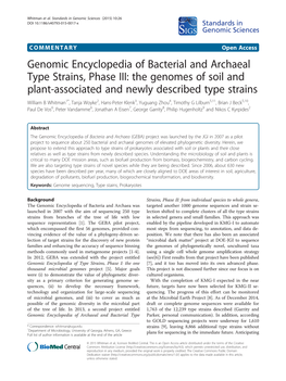 Genomic Encyclopedia of Bacterial and Archaeal Type Strains, Phase