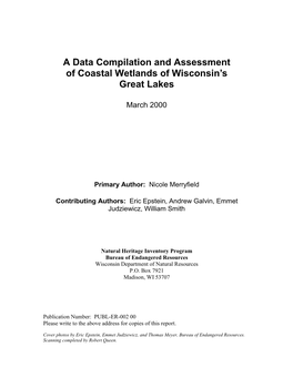 A Data Compilation and Assessment of Coastal Wetlands of Wisconsin's Great Lakes