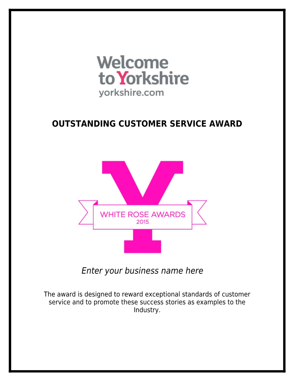 Outstanding Customer Service Award