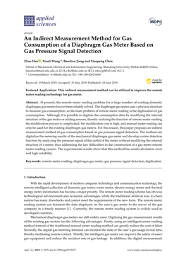 An Indirect Measurement Method for Gas Consumption of a Diaphragm Gas Meter Based on Gas Pressure Signal Detection