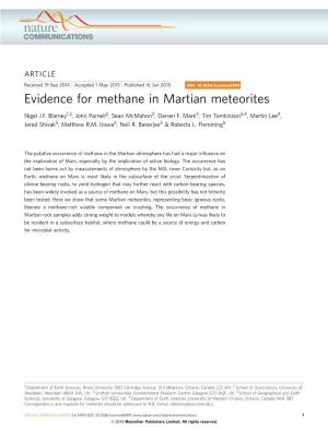 Evidence for Methane in Martian Meteorites