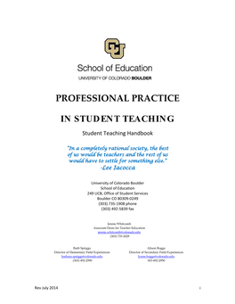 Professional Practice in Student Teaching
