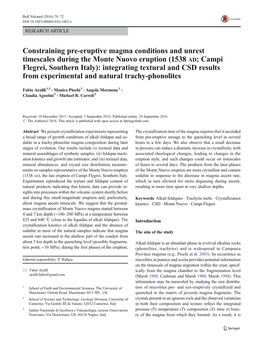 1538 AD; Campi Flegrei, Southern Italy): Integrating Textural and CSD Results from Experimental and Natural Trachy-Phonolites