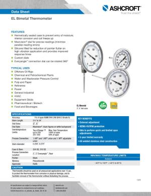 Data Sheet EL Bimetal Thermometer