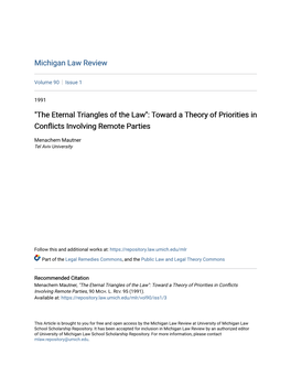 The Eternal Triangles of the Law": Toward a Theory of Priorities in Conflicts Involving Remote Parties