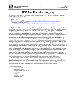 DNA Lab: Restriction Mapping