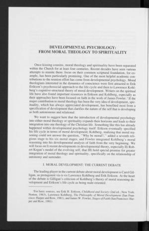 Developmental Psychology: from Moral Theology to Spirituality