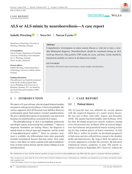 ALS Or ALS Mimic by Neuroborreliosis—A Case Report