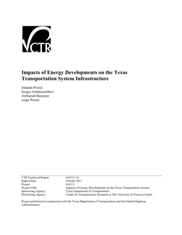 Impacts of Energy Developments on the Texas Transportation System Infrastructure