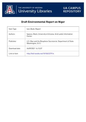 DRAFT ENVIRONMENTAL REPORT NIGER Prepared by the Arid Lands