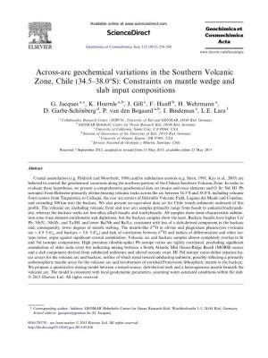 Across-Arc Geochemical Variations in the Southern Volcanic Zone, Chile (34.5–38.0°S): Constraints on Mantle Wedge and Slab Input Compositions