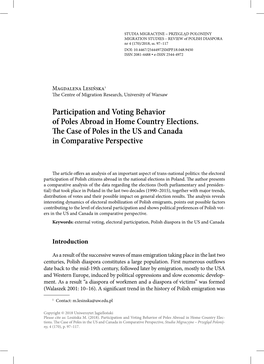 STUDIA MIGRACYJNE – PRZEGLĄD POLONIJNY MIGRATION STUDIES – REVIEW of POLISH DIASPORA Nr 4 (170)/2018, Ss