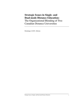 And Dual-Mode Distance Education: the Organizational Blending of Two Canadian Distance Universities