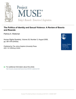 The Politics of Identity and Sexual Violence: a Review of Bosnia and Rwanda