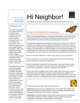 Hi Neighbor! Carol Chew, Editor Newsletter for Residents and Friends of the Rock Creek Woods Community