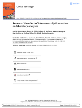 Review of the Effect of Intravenous Lipid Emulsion on Laboratory Analyses