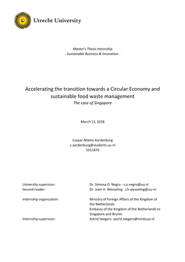 Accelerating the Transition Towards a Circular Economy and Sustainable Food Waste Management the Case of Singapore