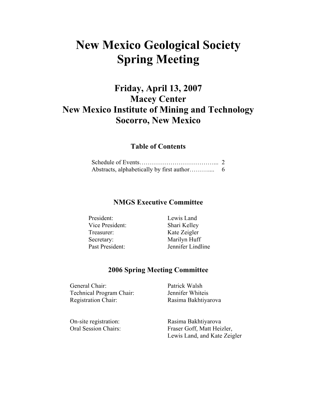 New Mexico Geological Society Spring Meeting